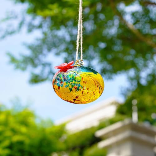 3inch Hand Blown Glass Hummingbird Feeders for Outdoors Garden Patio | 2 Flower-shaped Feeding Ports, Leak Proof, Easy to Hang on Tree Branches Eaves - color: D