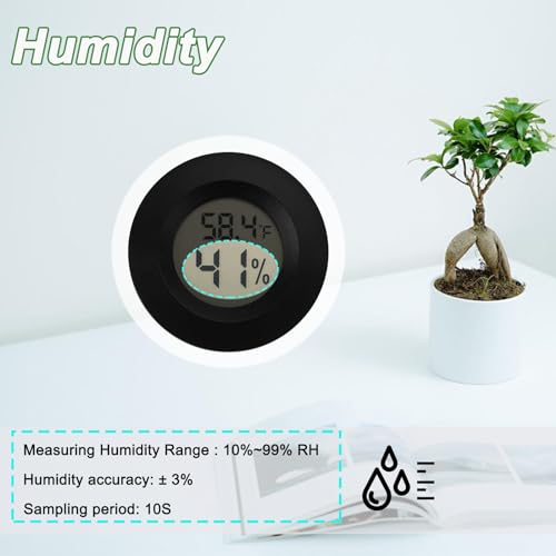 Serundo Auto Digital Hygrometer Thermometer Indoor/Outdoor Hygrometer 6PC | Mini Size,LCD,℉/℃ Conversion,Fast Response, Outdoor Thermometer with Humidity for Reptile Greenhouse Cellar 3D Printer