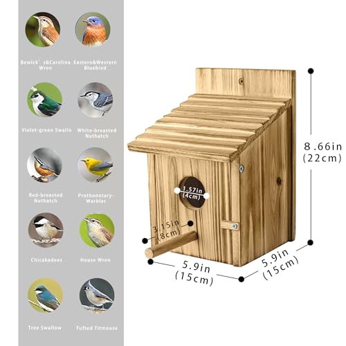 Bird Houses for Outside，Wooden Birdhouse with Open House Design - Perfect Nesting Box for Bluebirds - Assembly Required - Ideal for Outside - Blue Bird House for Outdoor Clearance - color: Classic