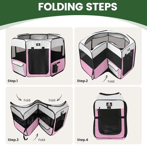 X-ZONE PET Dog Playpen Portable Pet Play Pens for Puppies, Cat, Rabbit, Chicks, Foldable Exercise Play Tent Kennel Crate, Indoor/Outdoor Travel Camping Pink Small - color: A Pink, size: Small