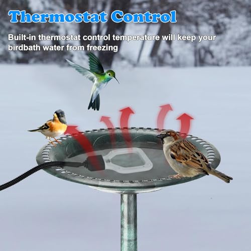 500W Chicken Water Heater, 50Gal Chicken Water De-Icer, Cast Aluminum Submersible De-Icer with Thermostat Control for Livestock Tank