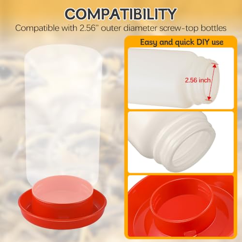 Enhon 4 PCS 1 Sizes Quail Waterer Base, Quail & Chick No Drown Water Base, Safety Waterer, Compatible with 2.5inch Threaded Neck Bottle for Brooding Chicks(Bottle not Included) - size: 1 Sizes