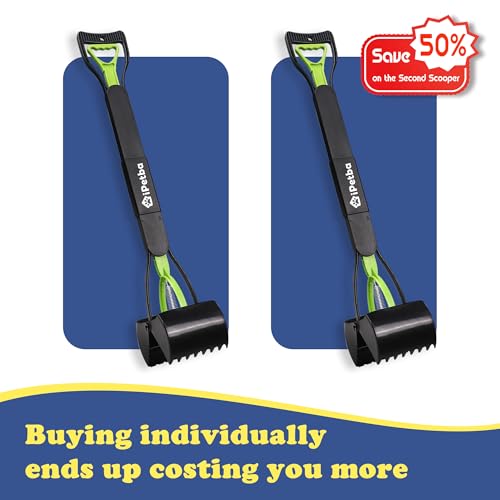 Large Dog Pooper Scooper for Yard, 32 inch Long Handle, 2-Pack - color: 2-Pack Green