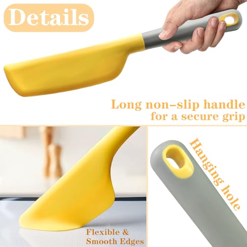Silicone Omelette Spatula Turner, Flip Fold Omelet Turner, 13Inch | Flexible Egg Flip Tool for Non-stick Pans, Heat Resistant omelette flipper for Kitchen Omelet Pancake Crepes - color: Yellow-Wide