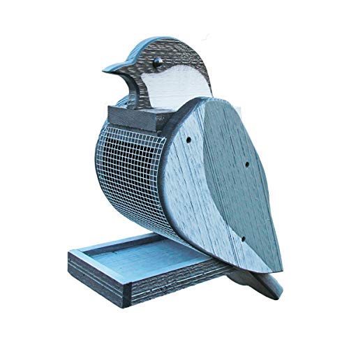 Outdoor Hanging Bird Feeder Seed Tray, Chickadee Bird Shaped Wooden BirdFeeders with Easy Refill Head - Bird Feeders for Outdoors Hanging - Hanging Bird Feeder - Bird Feeders for Outside - color: Chickadee
