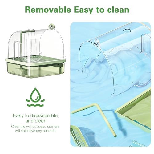 Parrot Bathtub Automatic Bath Shower,Automatic Bird Bath with Pump(hang) | Bird Shower Fountain Indoor Bathtub with Running Water,for Lovebirds, Budgies - color: Translucent