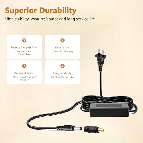 Replacement for MATICOOPX Egg Incubator Power Supply Compatible with MATICOOPX MEI-30 MEI-20 Egg Incubator Humidity Display Automatic Egg Turner 12V 5A Egg Incubator Power Supply