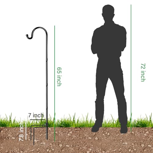 GOFORWILD 2 Pack 65 Inche Adjustable Shepherd Hooks for Outdoor | Garden Hook , Hanging Plant, Solar Lights, Lanterns, Bird Feeders, Garden Stake and Wedding Decor - size: 65 Inch