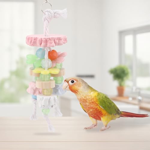 Hypeety Bird Calcium Teeth Grinding Stone Chew Treats Toy Beak Buffer Stone for Hamster Bird Parrot African Grey Parakeets Cockatiels Conures Amazons Small Animal Cage Hanging Bite - color: Calcium Stone