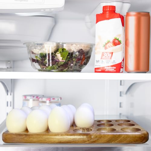 Gui's Chicken Coop Rustic Wooden Egg Tray, 18 Eggs | Holder, Usable in Kitchen Refrigerator or Countertop, for Display or Storage, Easy to Clean - size: 18 Eggs