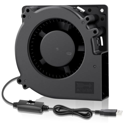 Wathai 120mm x 32mm USB Brushless Centrifugal Blower Fan 5V Speed Control | 1232 1200mm usb Blower with Speed Control for Receiver DVR Xbox Modem AV Cabinet Efficient Cooling - size: 120mm