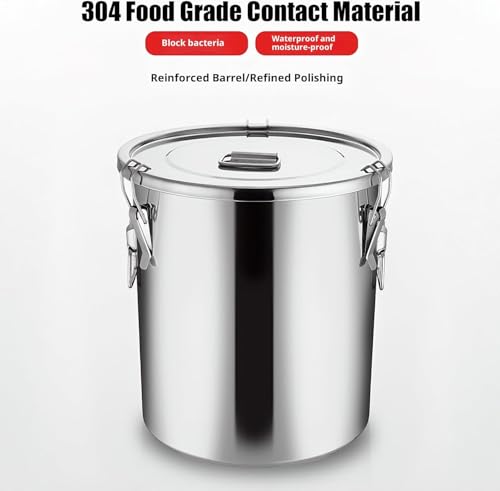 3.17Gal 304 Stainless Steel Airtight Canister,Metal Bucket Large Stainless Steel Canisters - Locking Clamp & Airtight Lids - Dog Food/Bird Seed/Coffee Storage Container - color: 3.17 GAL