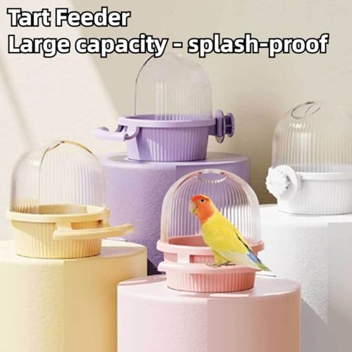 Bird Feeder for Cage – No Mess Feeder & Water Dispenser, Easy to Install and Clean, Semi-Enclosed Design Prevents Splashing (Purple) - color: Purple
