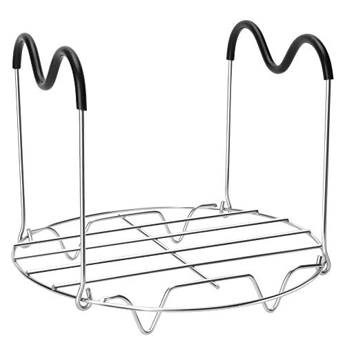 Steamer Rack Trivet with Heat Resistant Silicone Handles Compatible with Instant Pot Accessories 6 Qt 8 Quart, Stainless Steam Rack Pressure Cooker Trivet - Long Handles for Easy Chicken & Pot Removal - color: A-steamer Rack