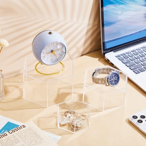 Jerify 6 Pcs Acrylic Riser Display Stands 5.91" 5.12" 3.54", Clear Round | Small Acrylic Display Risers in 3 Sizes Stack or Nest for Elegant Displays of Jewelry, Figures, Candles, Desserts and Decor.