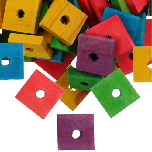 NOLITOY Bird Toys: 100 Pcs Wooden Blocks, Parrot Chew Toys Beak Trim Foot Craft Cage Parts DIY Shredding Playing for Macaw Conure African Grey Indoor Gift for Bird Lovers (Mixed Colors)
