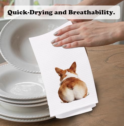 Funny Corgi Butt Kitchen Towel Dish Towels Dish Cloth,Funny Corgi Hand Towels Tea Towel for Bathroom Kitchen Decor,Dog Lovers Women Girls Gifts 16x24 Inch - color: Funny-corgi Butt