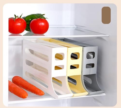 30 Eggs Egg Holder for Fridge,4 Tiers Egg Container,Auto Rolling Fridge Egg Organizer for Refrigerator,Space-Saving Egg Dispenser Holder,Fridge Egg Rack (Yellow, 1pack) - color: Yellow, size: 1pack