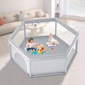 XVISHX 65x65 Inch Hexagonal Baby Playpen, Playpen for Babies and Toddlers, Baby Play Pen Playard for Indoor & Outdoor Active Center Game Fence, with Skin-Friendly Fabric and Soft Breathable Mesh - size: 65 × 65 Inch Hexagonal