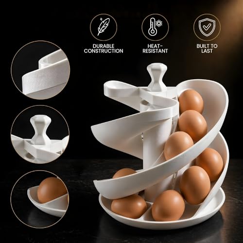 Fancy Egg Storage Holder – Freestanding Spiral Egg Cradle for Kitchen Counter | Space-Saving Countertop Egg Rack | Holds Fresh Eggs Securely | Modern Decorative Egg