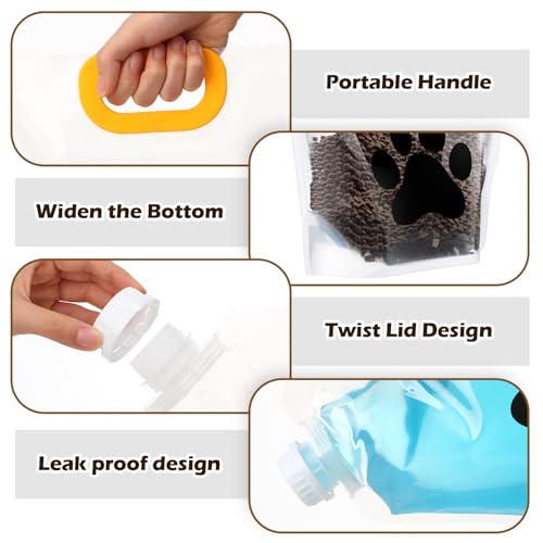 Beeveer 10 Lbs Dog Food Storage Containers 4 Pcs Dog Food Travel Bags and 4 Pcs Silicone Funnel, Pet Portable Containers with Pour Spout to Keep Fresh for Cereal, Dogs, Cats, Bird Seed