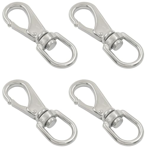 Stainless Steel Flag Clips, 4 Pack, Swivel Snap Hooks | Heavy Duty, Marine Grade Bolt Snap, For Diving/Boat Rope/Dog Leash/Swings/Keychain/Anchor/Bird Feeder