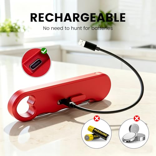 0.3s Fast Read Meat Thermometer – USB-C Rechargeable,Red | Digital instant read for BBQ, baking, and candy –no batteries needed - color: Red