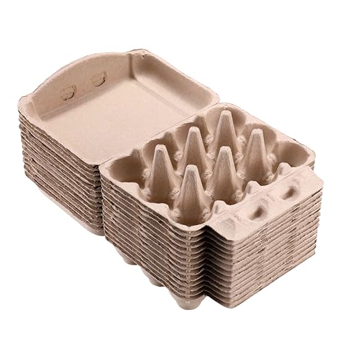 50 PCS Vintage Egg Cartons, Natural Paper Pulp Square Dozen Egg Cartons | Classical 3x4 Style Holds Up to One Twelve 12 Count Chicken Eggs, Sturdy Design Made from Recycled Cardboard Blank - size: 50 Pcs Dozen Egg Box