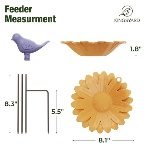 Kinsgyard 2 Pack Free Standing Tray Bird Feeders with Adjustable Pole, Wild Bird Bath for Outdoor Garden Yard Decor, Large Seed Capacity, Easy to Clean and Refill, Yellow & Beige - color: Yellow & Beige