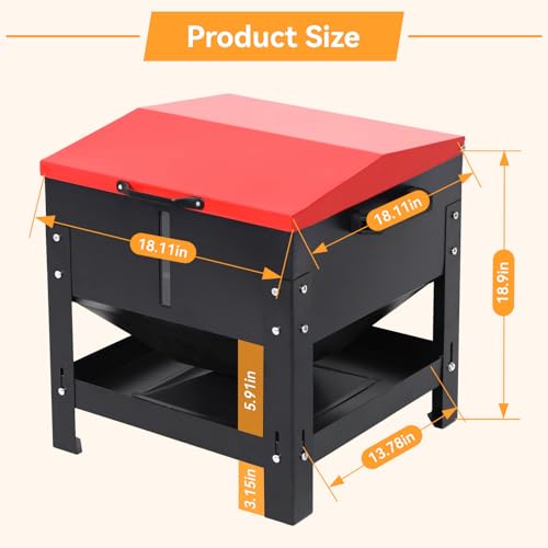 Metal Chicken Feeder 80 LBS Large Capacity, Automatic Poultry Feeder for Dry Feed with Weatherproof Lid and Handle, Heavy-Duty Metal Gravity Feed Dispenser for Outdoor Coop, Chickens, Ducks