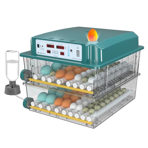 Egg Incubator for Hatching 120 Eggs with 5 Auto Incubation Models | Precise Temp & Humidity Control, Auto Egg Turning, External Water Refill, Egg Candler, Dual Power Supply, Adjustable Roller