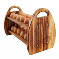 Wooden Egg Holder Countertop, 2-Tier & 24 Holes Rustic Egg Tray Storage | Chicken Quail Duck Turkey Fresh Egg Stand, Farmhouse Style, Cute, Kitchen Display & Organizer, Easy to Assemble, Country Gift