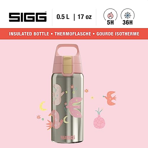 SIGG - Insulated Kids Bottle - Shield One Therm - For Carbonated Beverages - Dishwasher Safe - Stainless Steel - 17 Oz - color: Fly Away