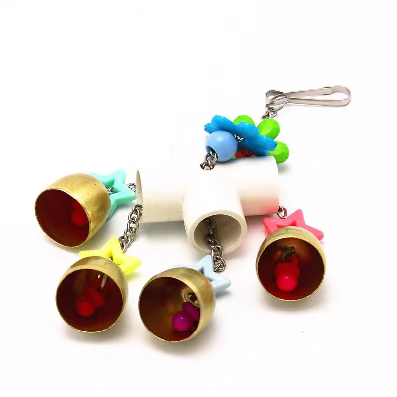 Bird Swing Bells Toy with Bell Chewing Hanging Ring Toy Cage Bite for Pet Budgie Parakeet Cockatiel Conure Macaw African Grey Eclectus Cockatoo Finches Lovebird Quaker Parrot Finch Canary