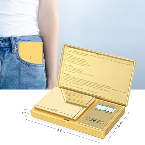 Fuzion Digital Pocket Gram Scale 0.01g x 200g - Jewelry Scale Portable | Easy of Use, Tare Function, 6 Modes Ounces Grains, Batteries Included, Mini Scale for Jewelry, Coins, Herb, Small Food - color: Gold
