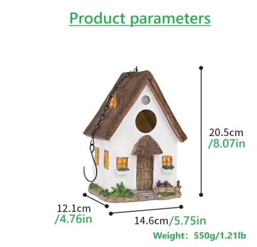 Outdoor Hanging Bird Nests, Hummingbird Houses, Garden Tree Decorations, Resin Ornaments (White) - style: White