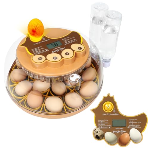 Series III-18 Egg Automatic Incubator with Smart Dual-Bottle Adaptive Humidity & Stable Temp Control, Adjustable Auto Egg Turn, Auto Lockdown, Customizable Incubation Days, Candler(18-Egg-Brown) - size: 18-Egg-Brown