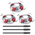 3 Pack Hummingbird Feeder Replacement Parts, Metal Top Cover with 4 Perches & 4 Flower Ports, Includes 3 Cleaning Brushes, No Feeder Bottom Base Included(Silver) - color: Silver