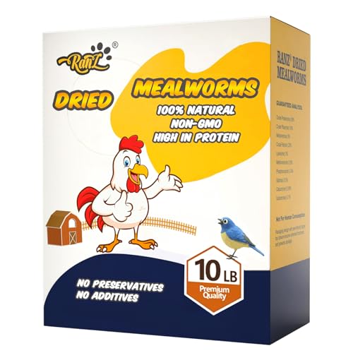 RANZ 10LB Dried Mealworms Bulk Bag for Chickens & Wild Birds, High Protein - size: 10 Pound (Pack of 1)