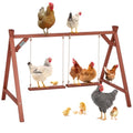 PETSFIT Wooden Chicken Perch with 2 Swings for 6-8 Chickens, Easy Assembly | Solid Fir Wood,Chicken Roosting Bars for Backyard Farms and Coops, Promotes Natural Perching, Easy to Clean - size: 50"L x 30"W x 34"H