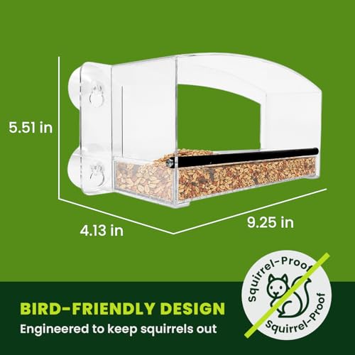 Acrylic Clear Window Bird Feeder with Strong Suction Cups, Removable Sliding Seed Tray, Weather-Resistant & Easy to Clean for Window Viewing, Dome - size: Style: Dome