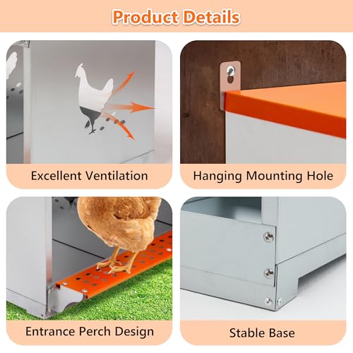 10 Compartment Galvanized Steel Nesting Box Wall Mount | Galvanized Steel Rustproof & Weather Resistant|Vented Design Keeps Interior Dry & Odor Free|Tool-Free Assembly - size: 53.0"L x 17.0"W x 25.0"H