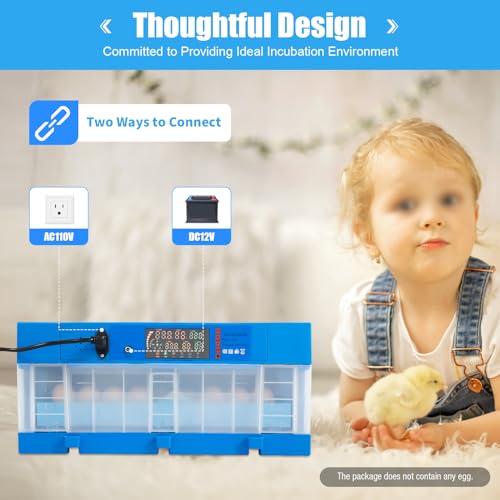 48 Egg Incubators with Automatic Turner, Temperature and Humidity Control, Egg Candler,Universal Egg Tray Size Smart Incubators for Hatching Chickens Quail Duck Turkey Goose Bird