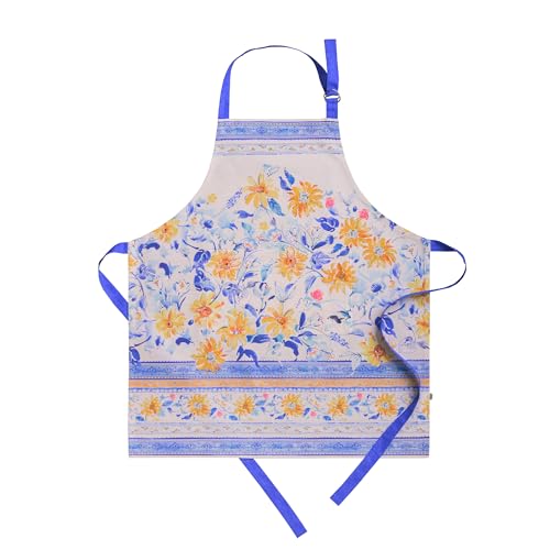 Maison d' Hermine Aprons for women with Pocket 100% Cotton (27.50"x31.50") | Adjustable Neck Strap & long ties Apron Men Chef Wedding Cooking Gardening Server Maid - color: 006 - Girassol