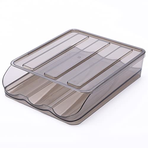 Stackable Acrylic Gravity Egg Tray Holder for Fridge - Food-Safe PET Refrigerator Storage Bin for Eggs (Brown, Single Tray)