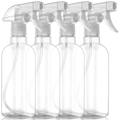DIYSELF 4 Pack Spray Bottles, 500ml / 16oz Empty Plastic Water Spray Bottle | Fine Mist Clear Spray Bottle for Cleaning, Hair, Plants, Alcohol, BBQ, Garden, Travel, Squirt Bottle Lab Weighing Bottles - color: Clear, size: 4-Pack
