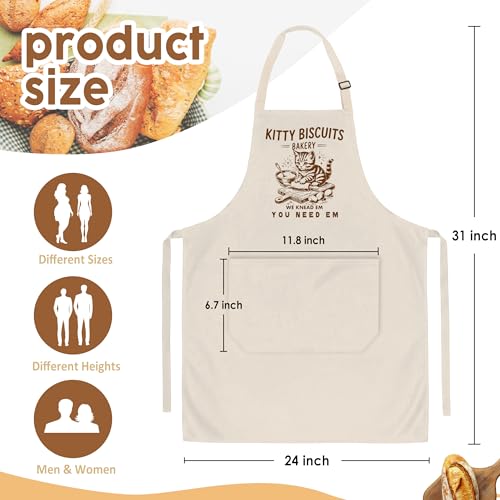 Kitty Biscuits Bakery Sourdough Apron for Women with Pockets - Funny Bakers Apron, Unique Sourdough Gifts for Women & Bread Bakers, Adjustable Kitchen Apron for Mom, Mother’s Day Baking Gift - B10 - color: Kitty Biscuits Bakery