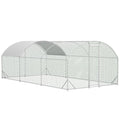 Large Metal Chicken Coop, Dome Walk-in Chicken Run with Waterproof UV-Resistant Cover for Outdoor Yard & Farm, Poultry Cage Pen for Chickens, Ducks & Rabbits, 19.7 FT x 9.8 FT x 6.6 FT, Silver - size: 19.7 FT x 9.8 FT x 6.6 FT