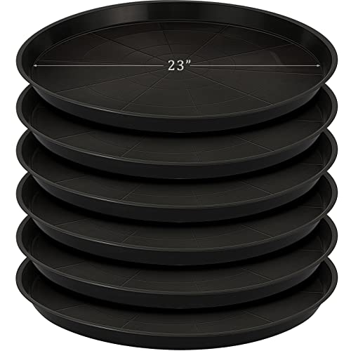 Eccliy 6 Pack Plastic Plant Saucer Heavy Duty Planter Saucers Large Plant Pot Saucers Plastic Water Trays for Indoors and Outdoors Flower Plant Plant Drip (Black,23 Inch) - color: Black, size: 23 Inch, style: Round