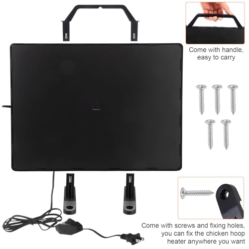 VIHOSE Chicken Coop Heater Chick Starter Kit Include 160w Adjustable Radiant Heat Panel 0.8 Gal Chicken Waterer and 2.9 Lbs Feeder and Chick Perch Flip Top Poultry Feeder